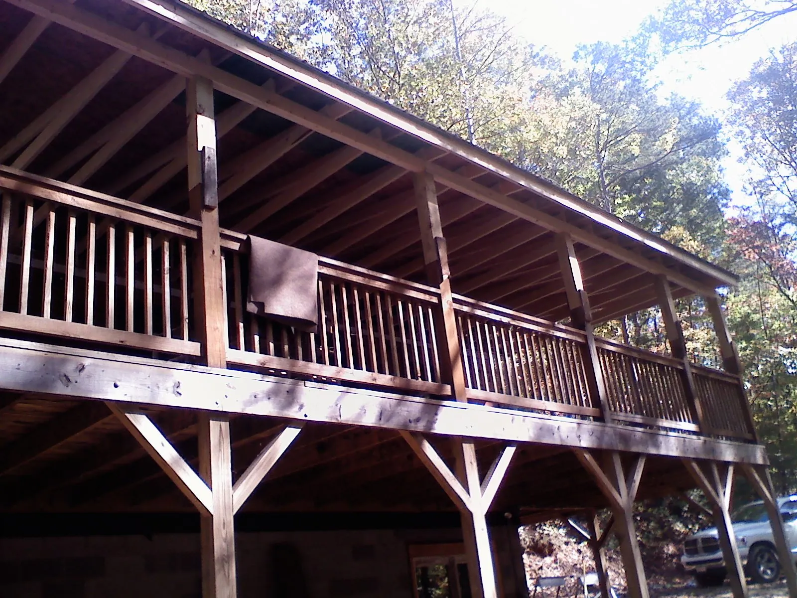 Timber framing under a new elevated porch and deck — Roof Leak Repair in Ludlow Falls by Roofing Brothers
